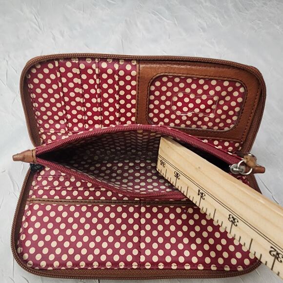 Fossil Key-Per Quilted Wallet Clutch Zip Around Leather Trim - Picture 7 of 8